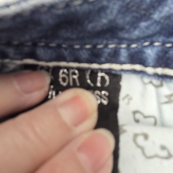 ReRock for Express Jeans Womens 6R Skinny Distressed Embroidered Pockets Denim - Picture 9 of 14